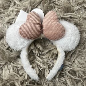 Disney white and beige fluffy Mickey ears